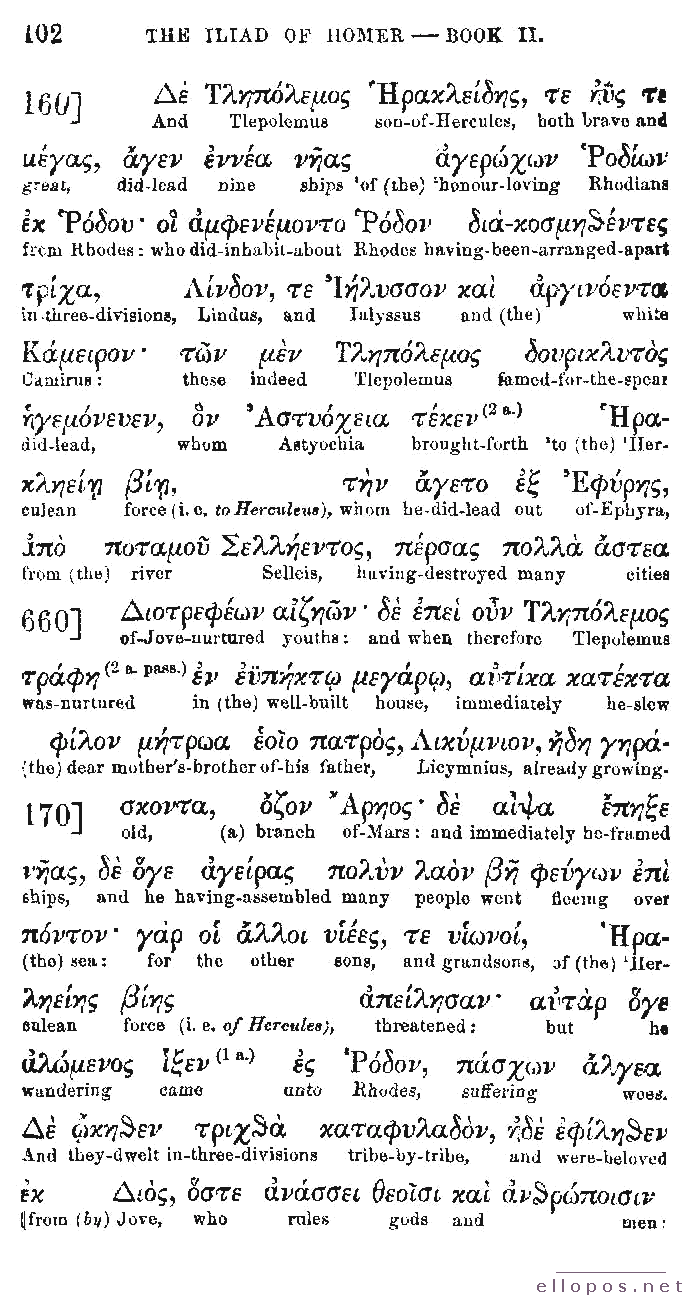 Homer Interlinear Iliad - Page 102