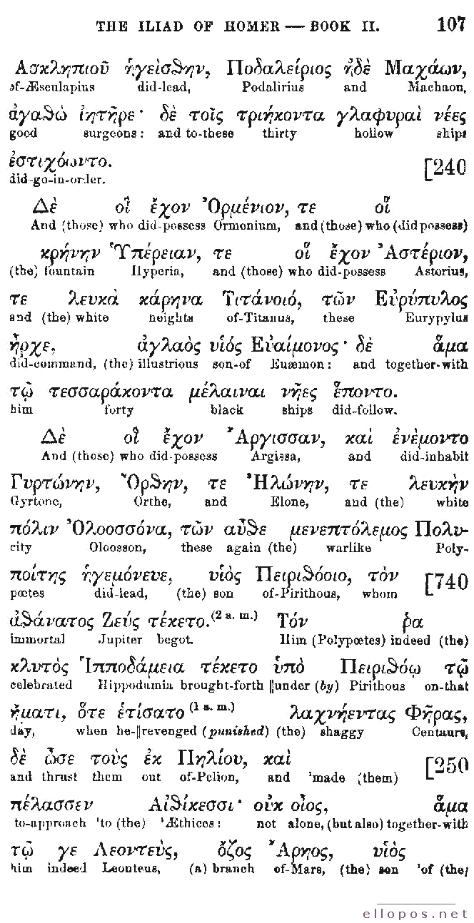 Homer Interlinear Iliad - Page 107