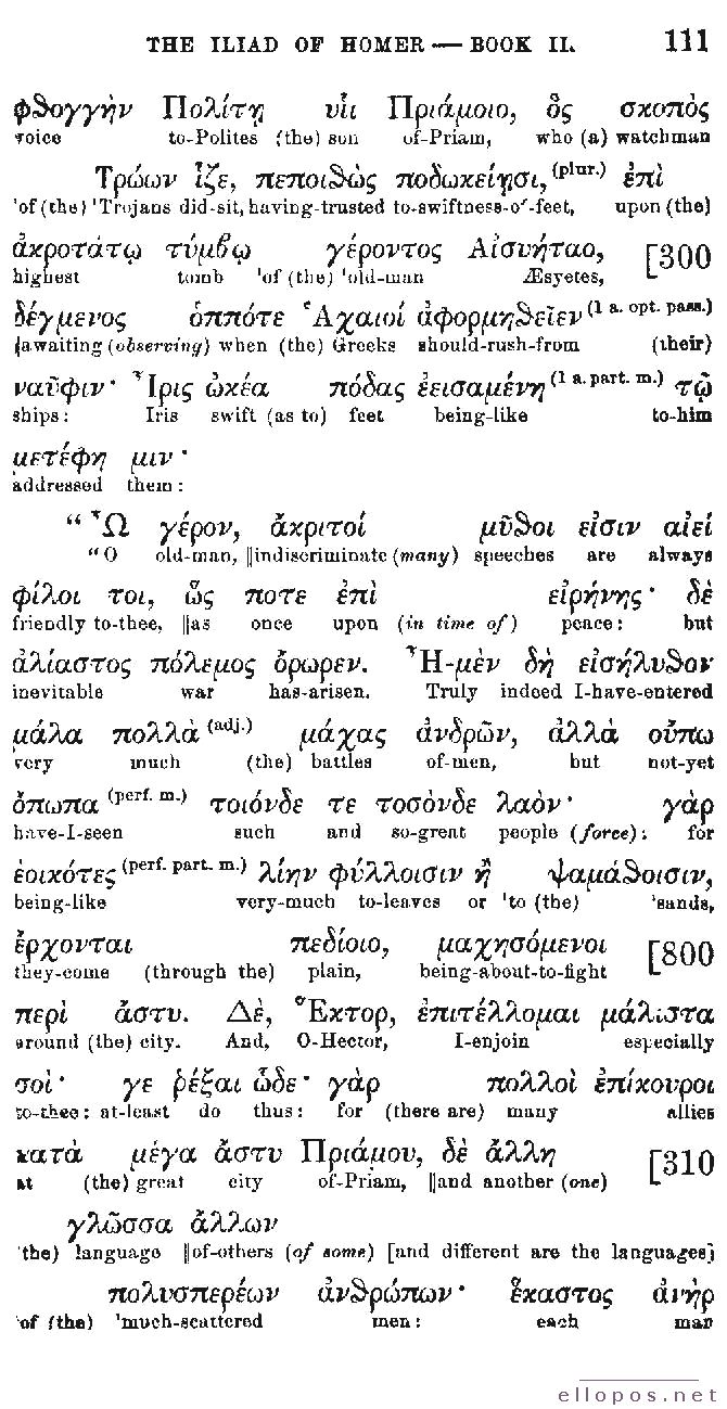 Homer Interlinear Iliad - Page 111