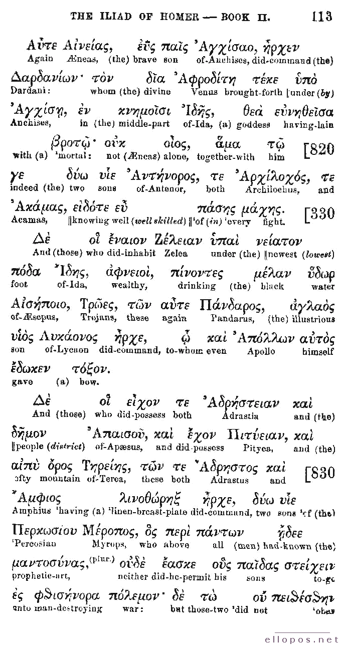 Homer Interlinear Iliad - Page 113