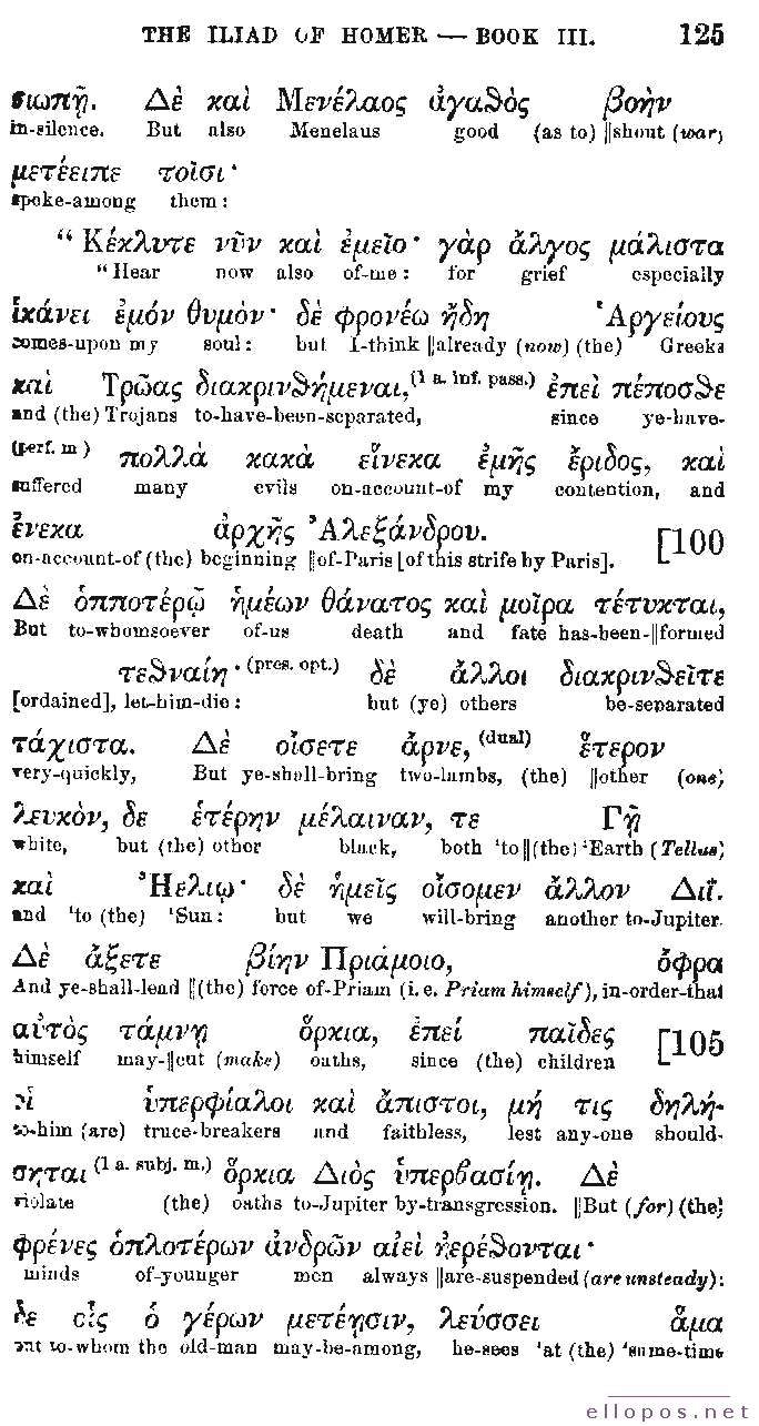 Homer Interlinear Iliad - Page 125