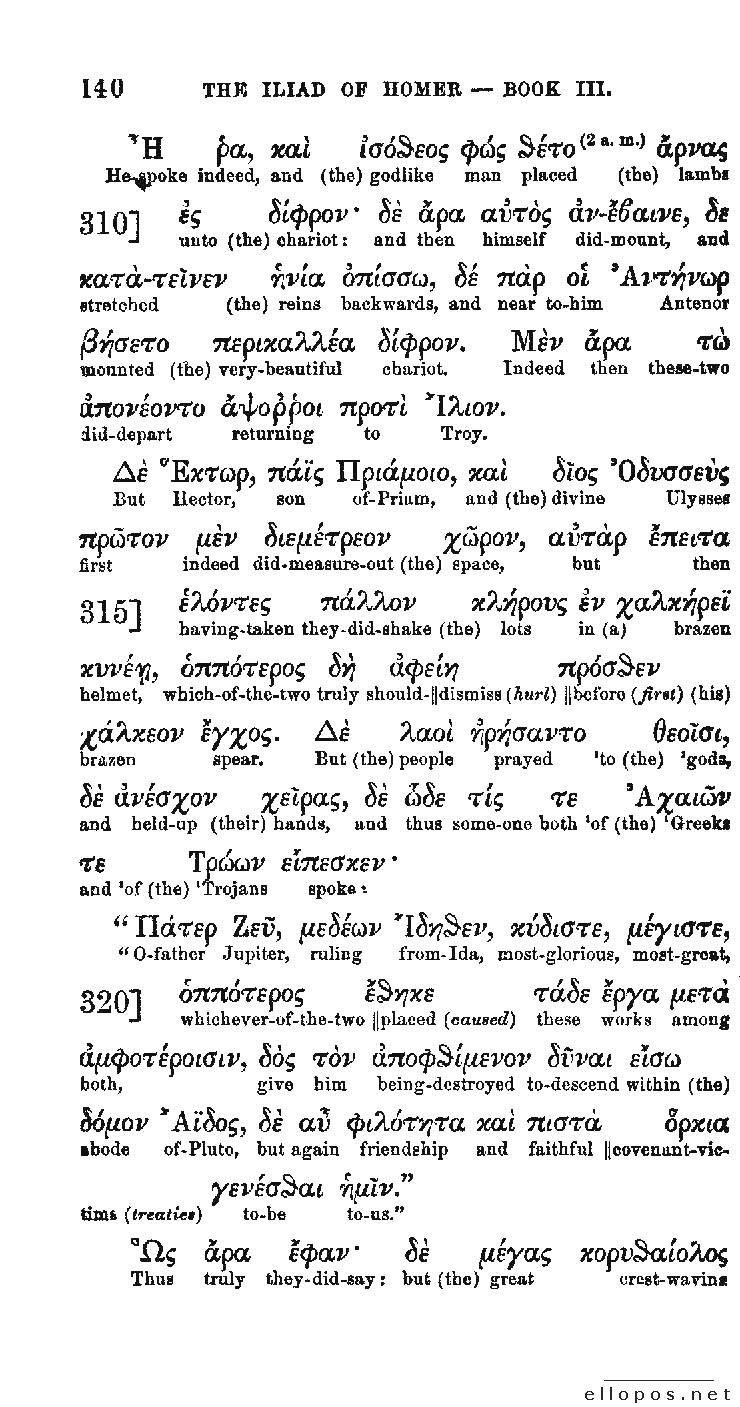 Homer Interlinear Iliad - Page 140