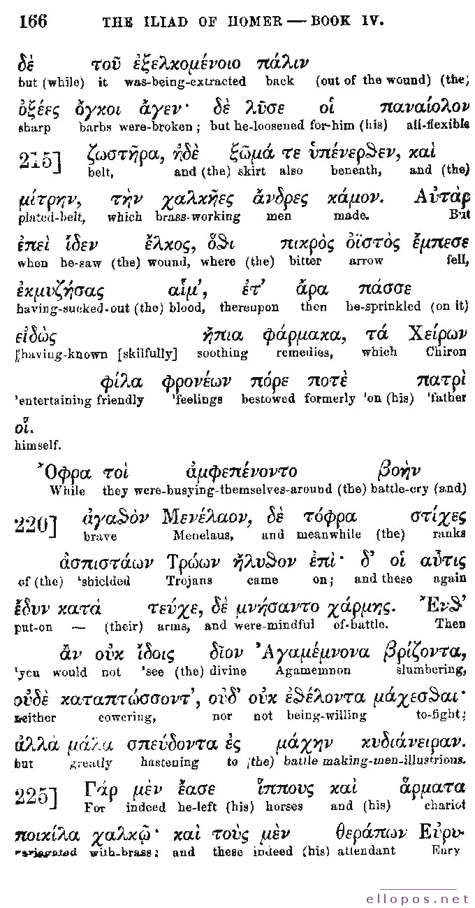 Homer Interlinear Iliad - Page 166