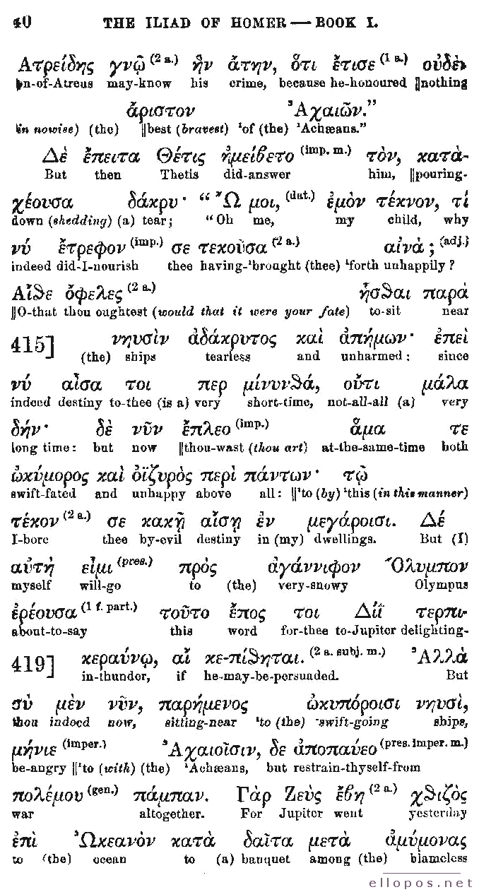 Homer Interlinear Iliad - Page 40