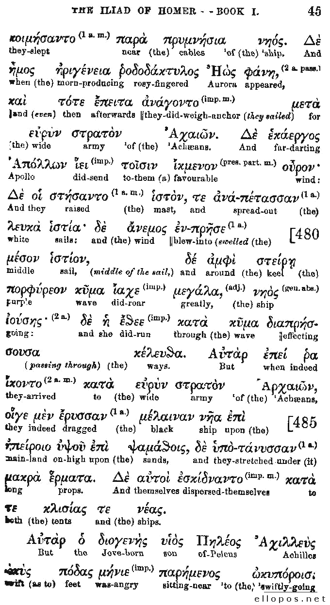 Homer Interlinear Iliad - Page 45