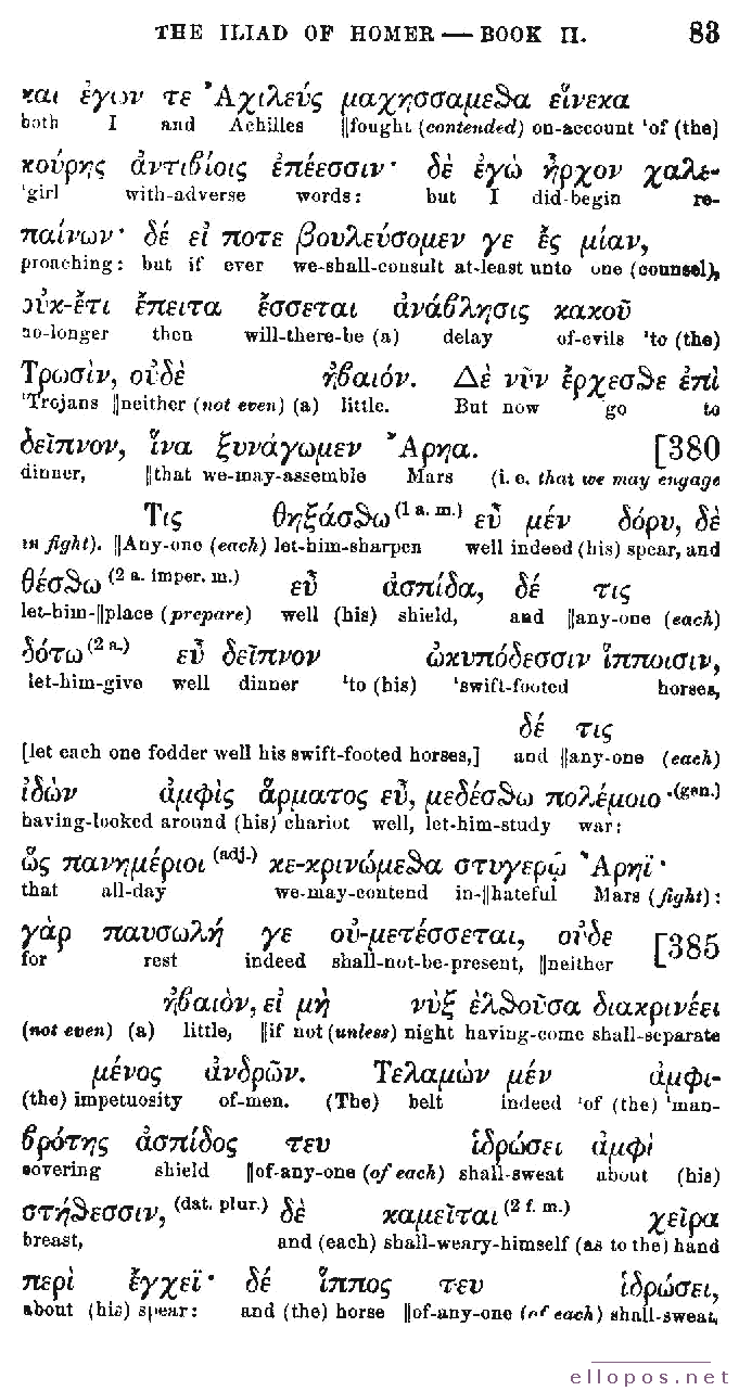 Homer Interlinear Iliad - Page 83