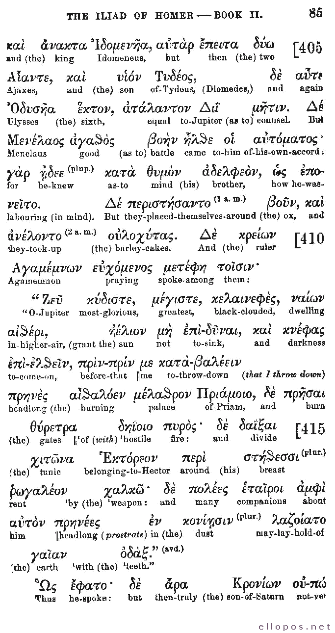 Homer Interlinear Iliad - Page 85