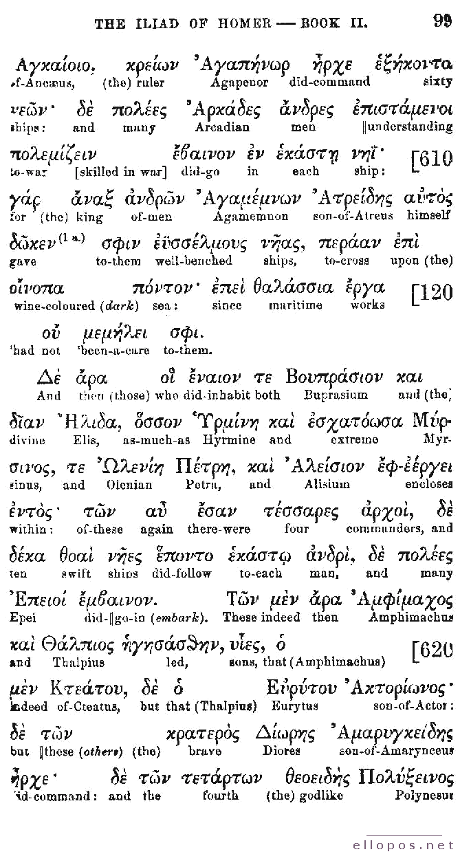 Homer Interlinear Iliad - Page 99